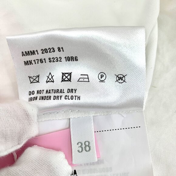 Miu Miu 2023 White Logo Letter Embroidered Cotton Short Sleeve Shirt - Picture 7 of 8